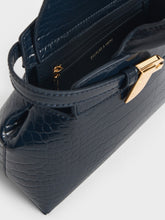 Charles & Ke*th -  Aurelia Croc-Effect Metallic-Accent Elongated Tote - Black